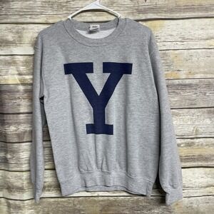 Vintage Y2K Yale Bulldogs Big Logo Pullover Crewneck Sweatshirt Mens Small Gray